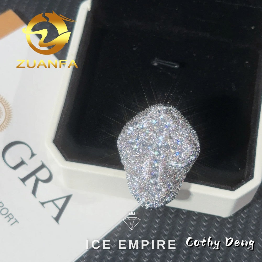 Iced Out Cross 925 Silver Moissanite Ring