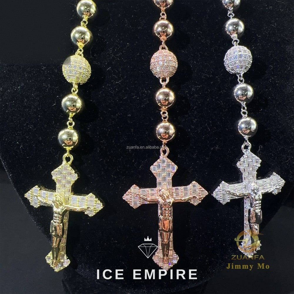 Iced Out Cross Rose Gold Plated Moissanite Pendant