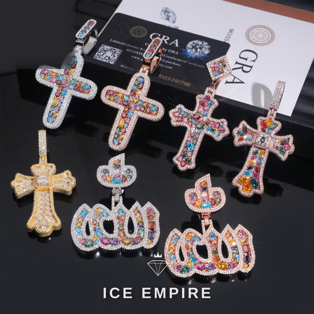 Iced Out Cross 925 Silver Pendant