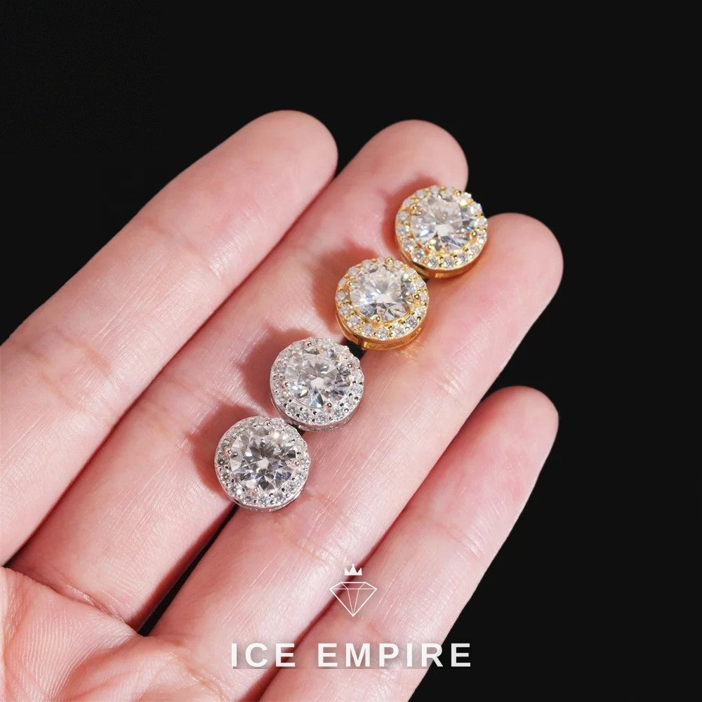 Iced Out 925 Silver Moissanite Stud Earrings