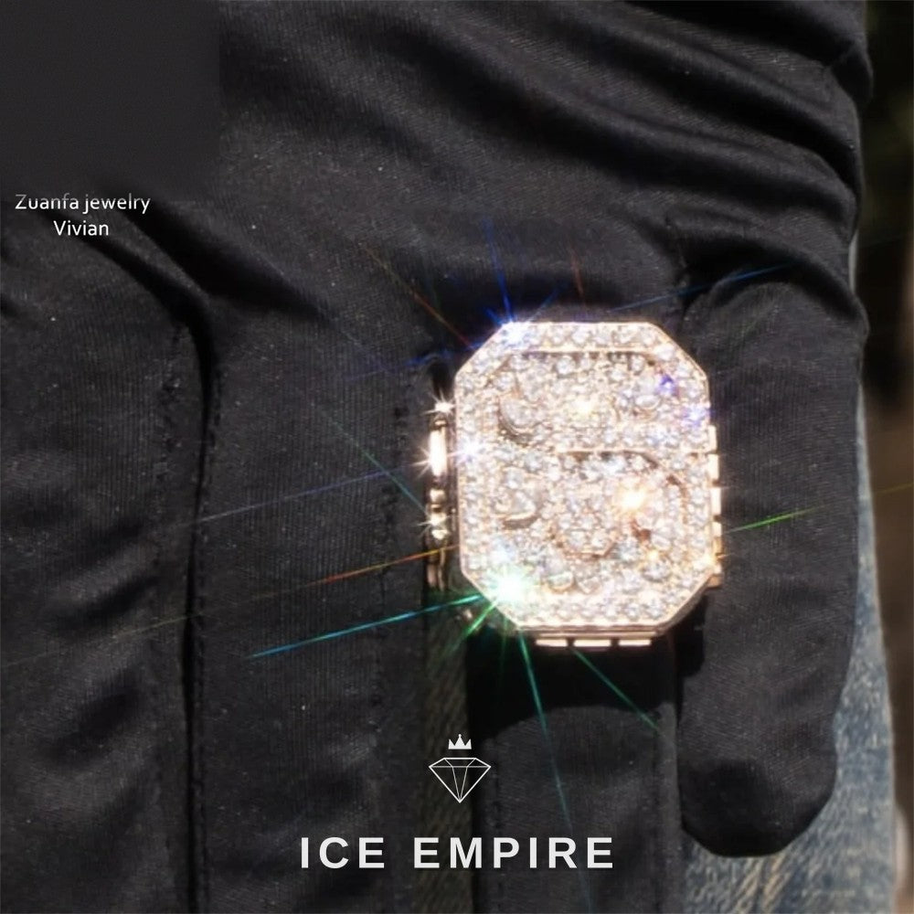 Iced Out 925 Silver Moissanite Ring