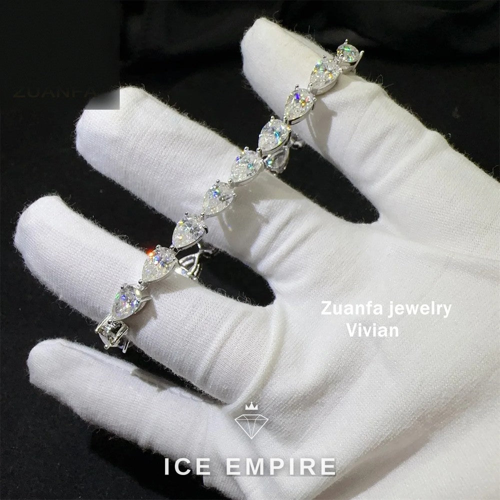 Iced Out 925 Silver Moissanite Tennis Chain