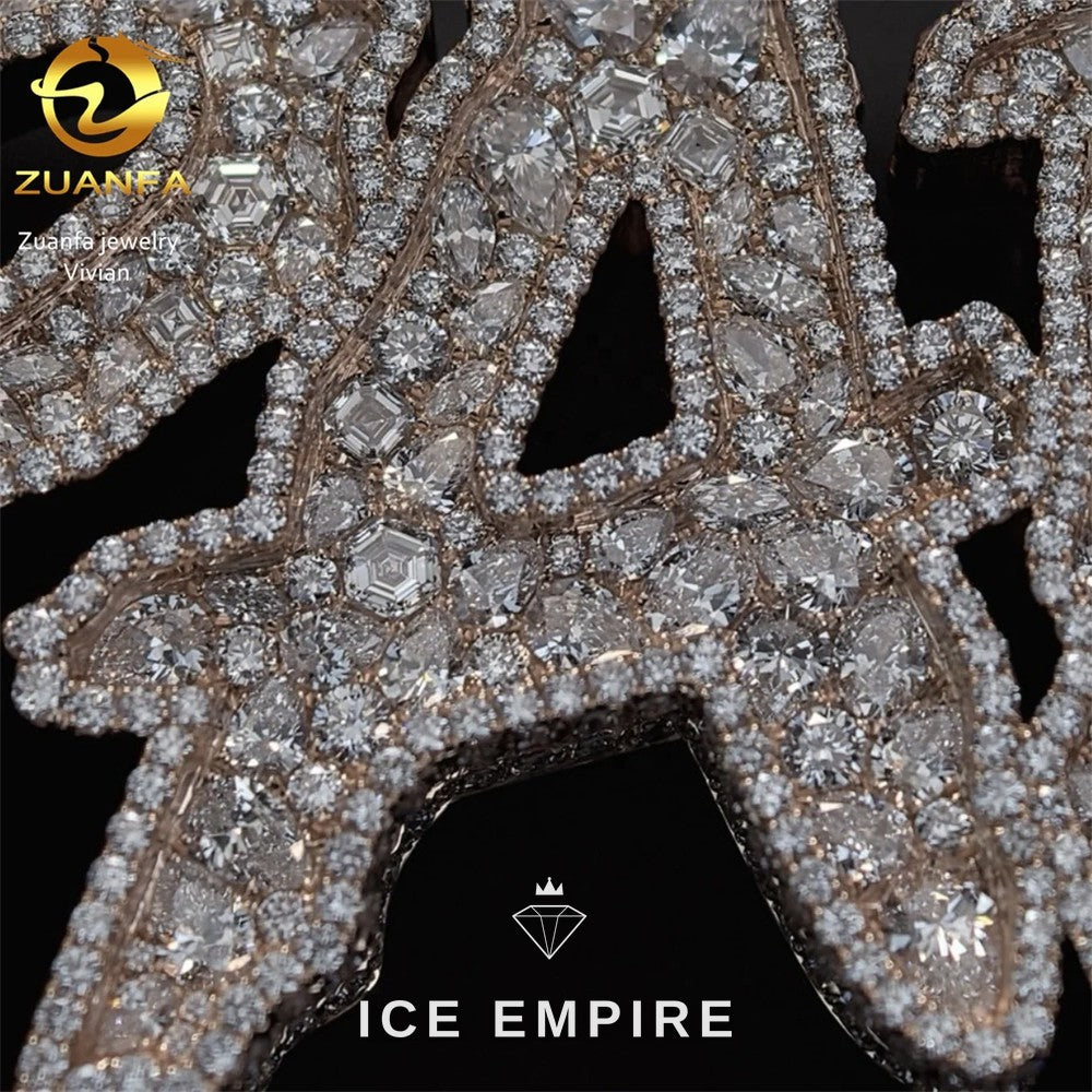 Iced Out Cross Gold Plated Moissanite Pendant