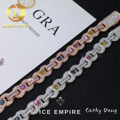 Iced Out 925 Silver Moissanite Cuban Chain