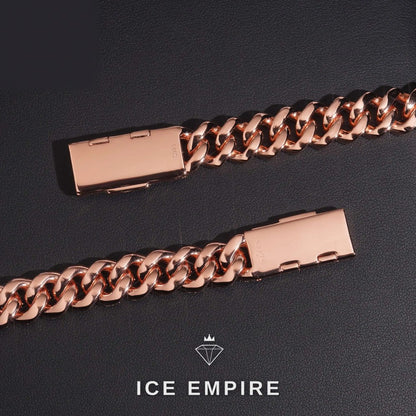 Iced Out Rose Gold Moissanite Cuban Chain
