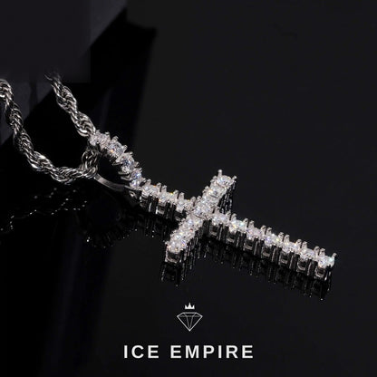 Iced Out Cross 925 Silver Lab Grown Diamond Pendant