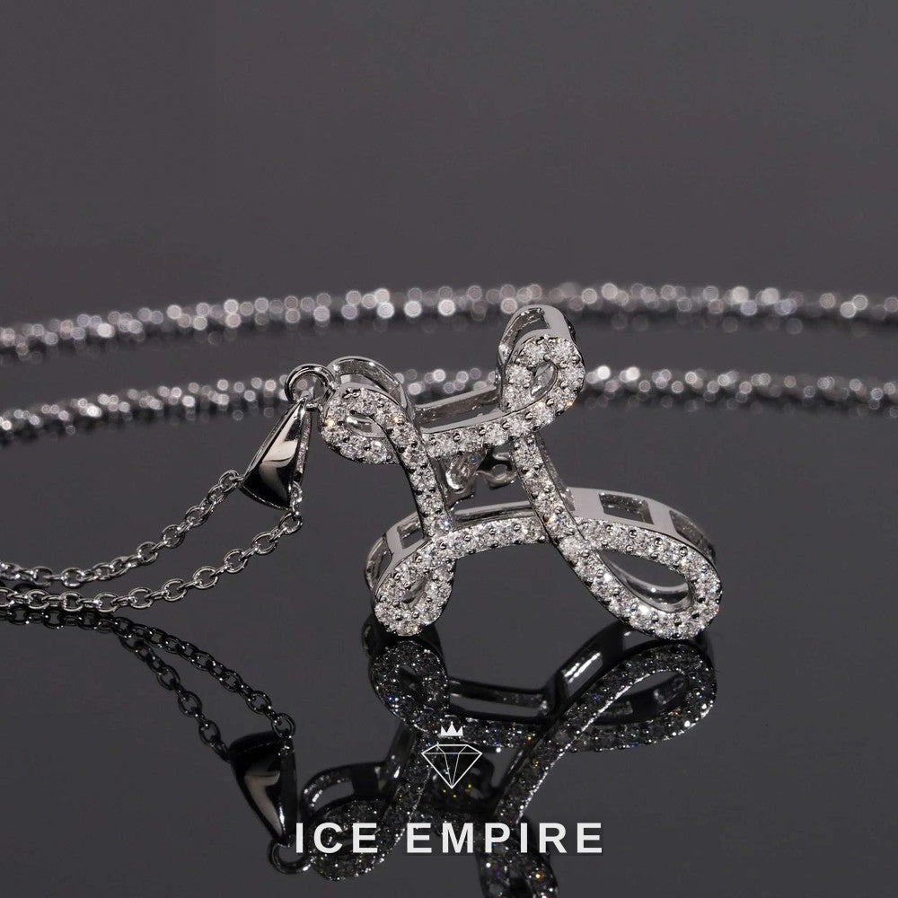 Iced Out Cross 925 Silver Lab Grown Diamond Pendant