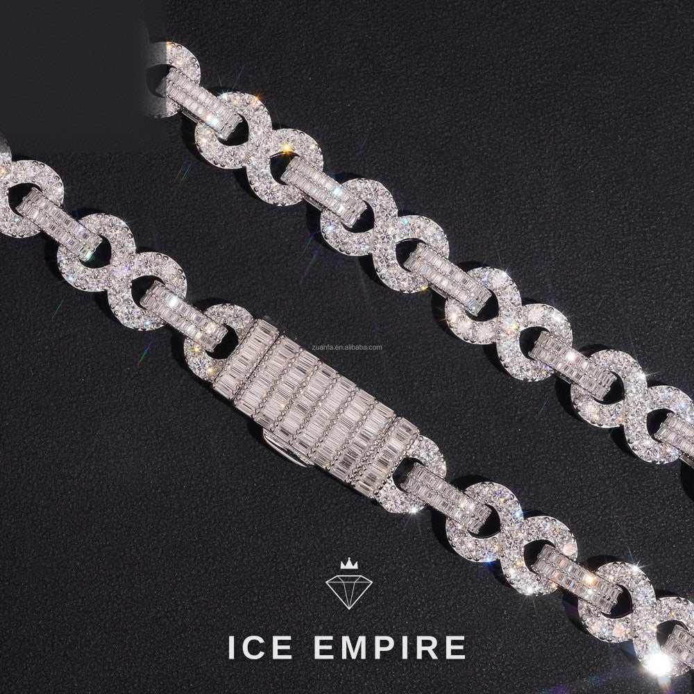 Iced Out Baguette Rose Gold Moissanite Cuban Chain