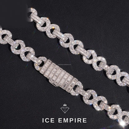 Iced Out Baguette Rose Gold Moissanite Cuban Chain