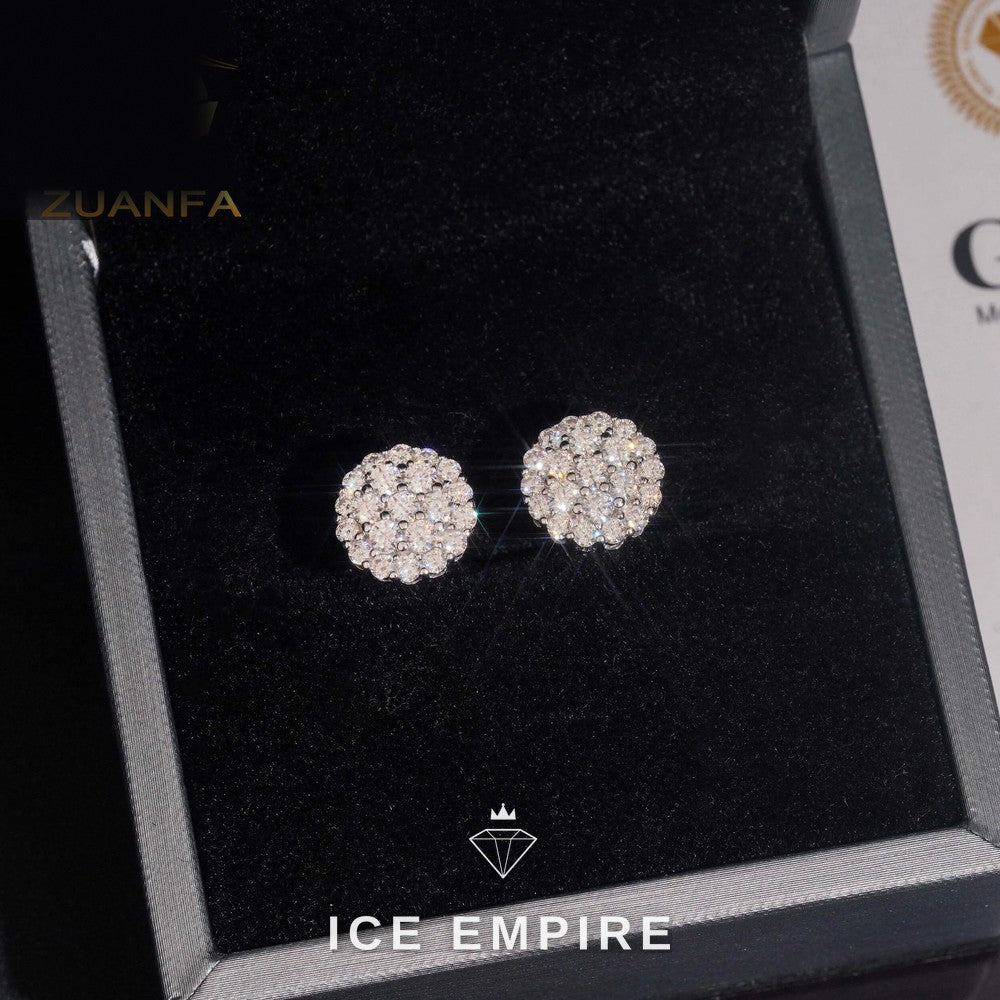Iced Out Cluster 925 Silver Moissanite Earrings