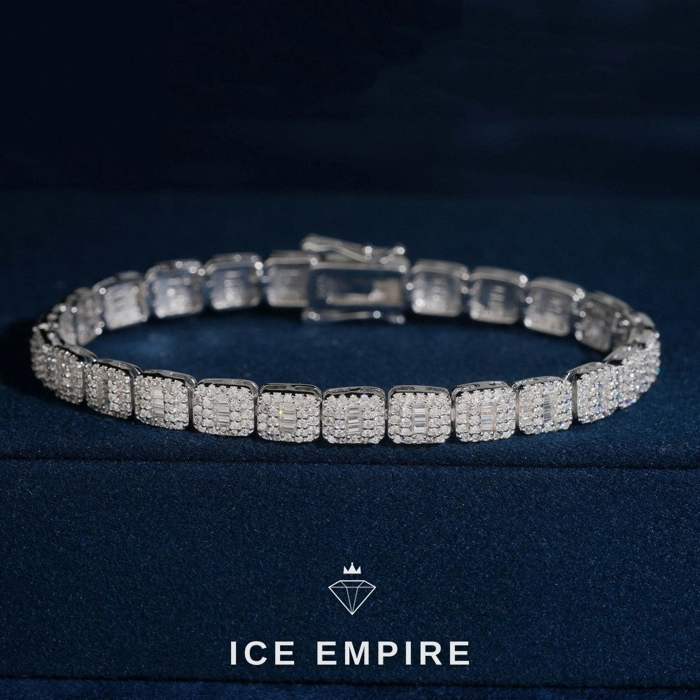 Iced Out Baguette Rose Gold Plated Moissanite Cuban Chain