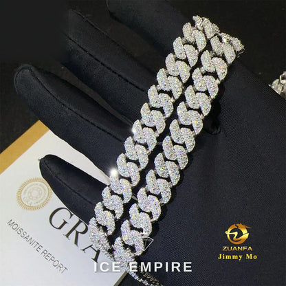 Iced Out 925 Silver Moissanite Cuban Chain