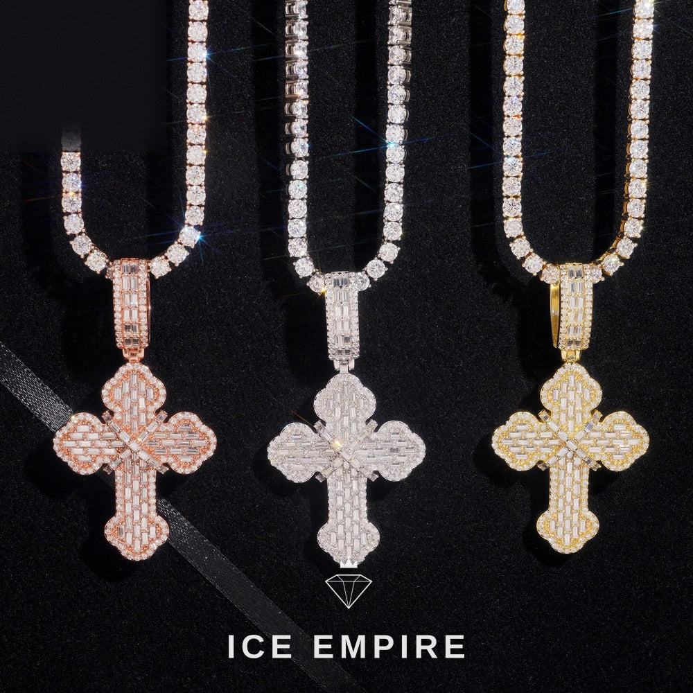 Iced Out Baguette Gold Plated Lab Grown Diamond Pendant