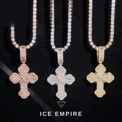 Iced Out Baguette Gold Plated Lab Grown Diamond Pendant