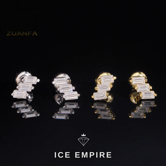 Iced Out Baguette Rose Gold Plated Moissanite Earrings