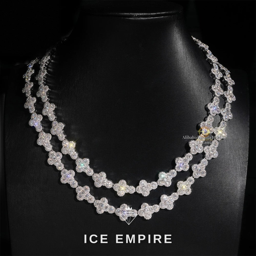 Iced Out Cross Rose Gold Plated Moissanite Cuban Chain