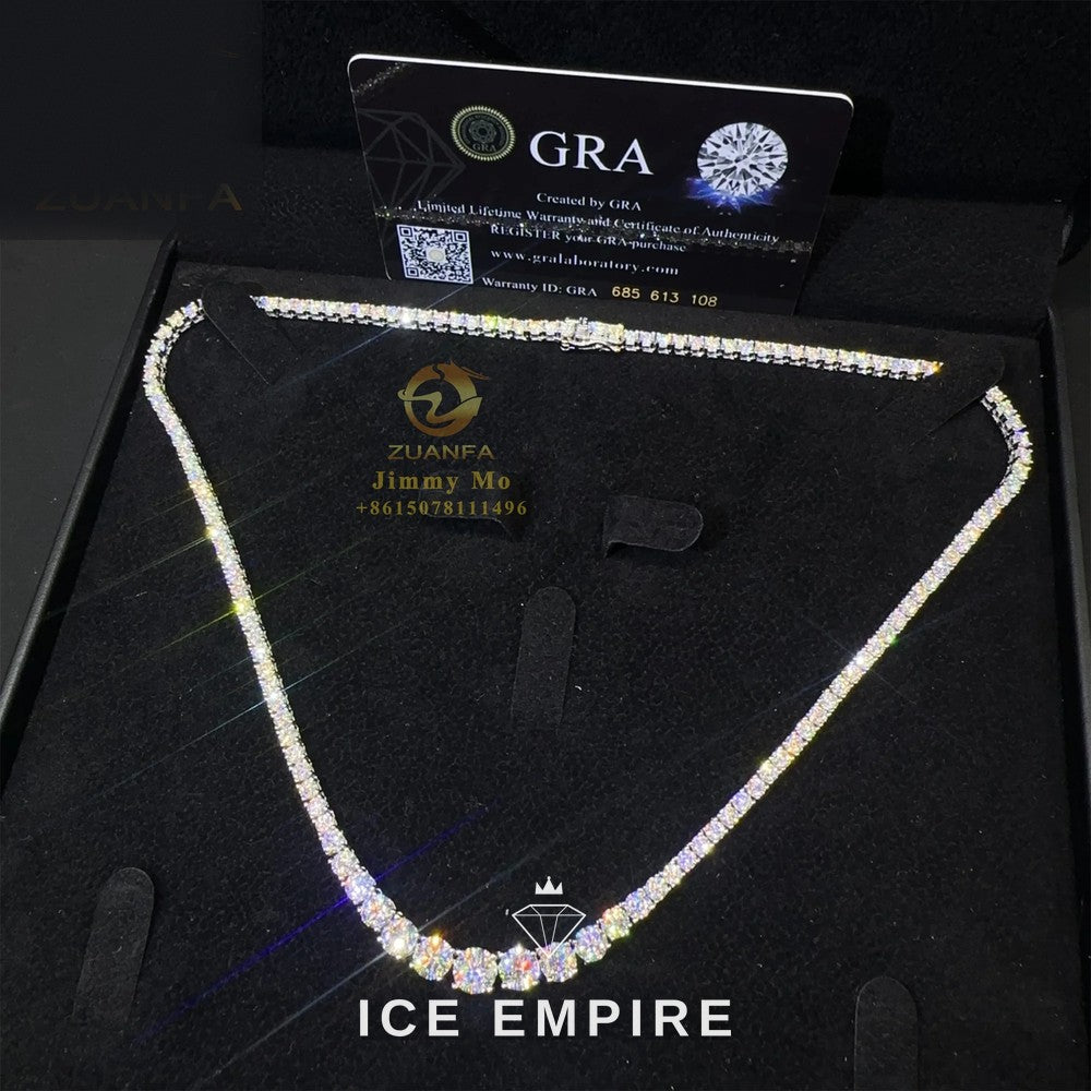 Iced Out Cluster 925 Silver Moissanite Cuban Chain