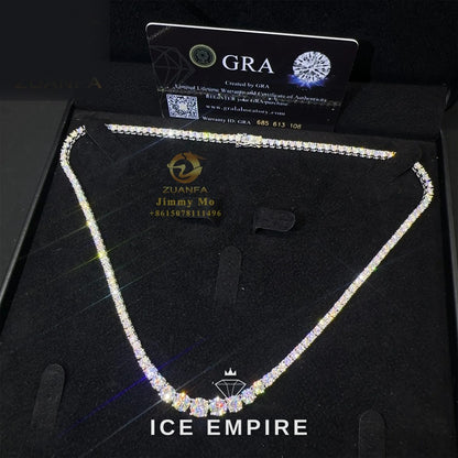 Iced Out Cluster 925 Silver Moissanite Cuban Chain
