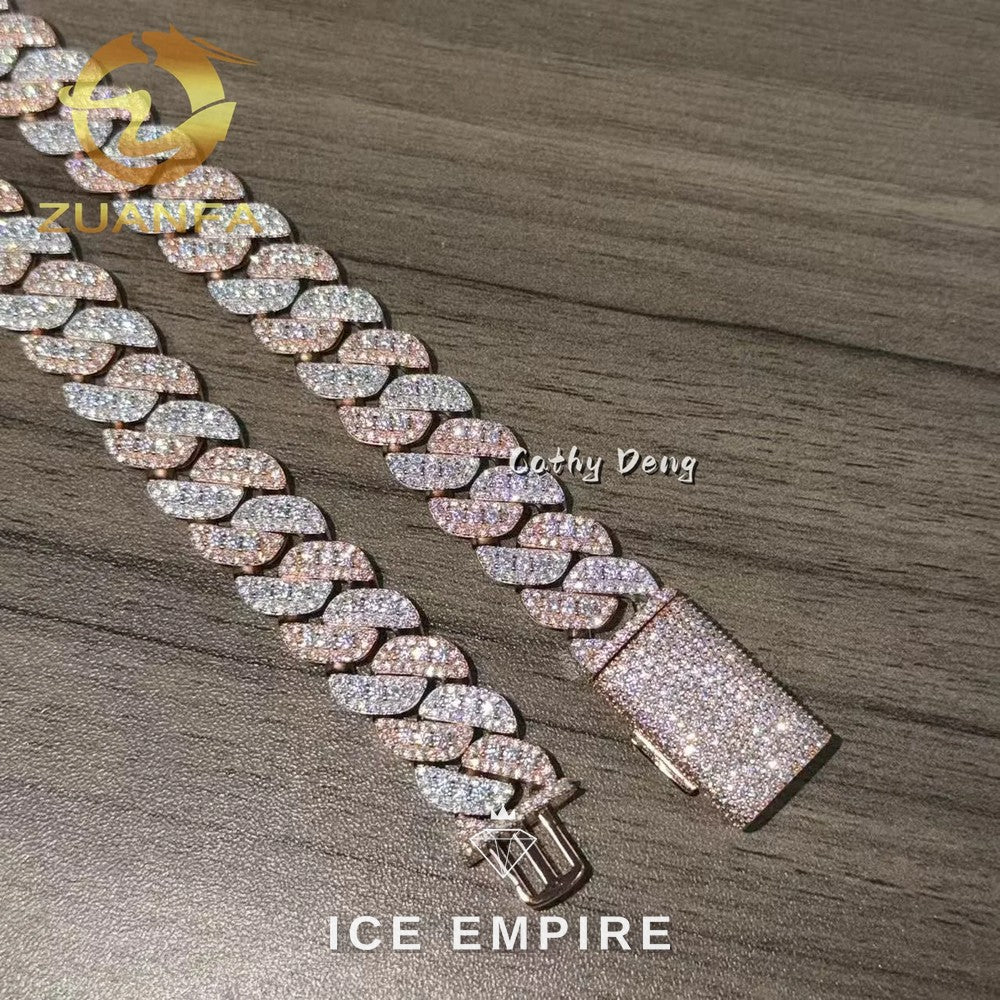 Iced Out Rose Gold Plated Moissanite Cuban Chain