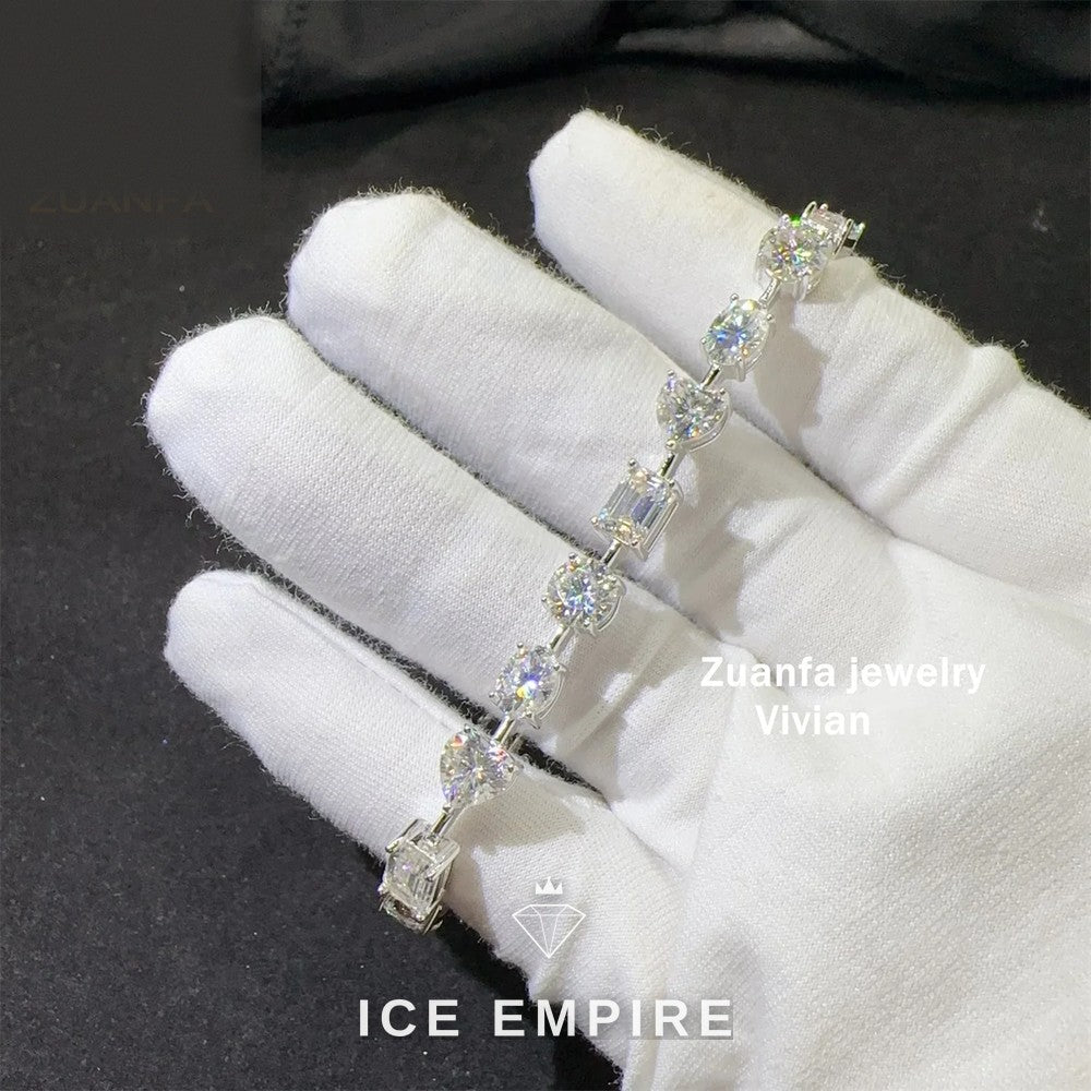 Iced Out 925 Silver Moissanite Tennis Chain