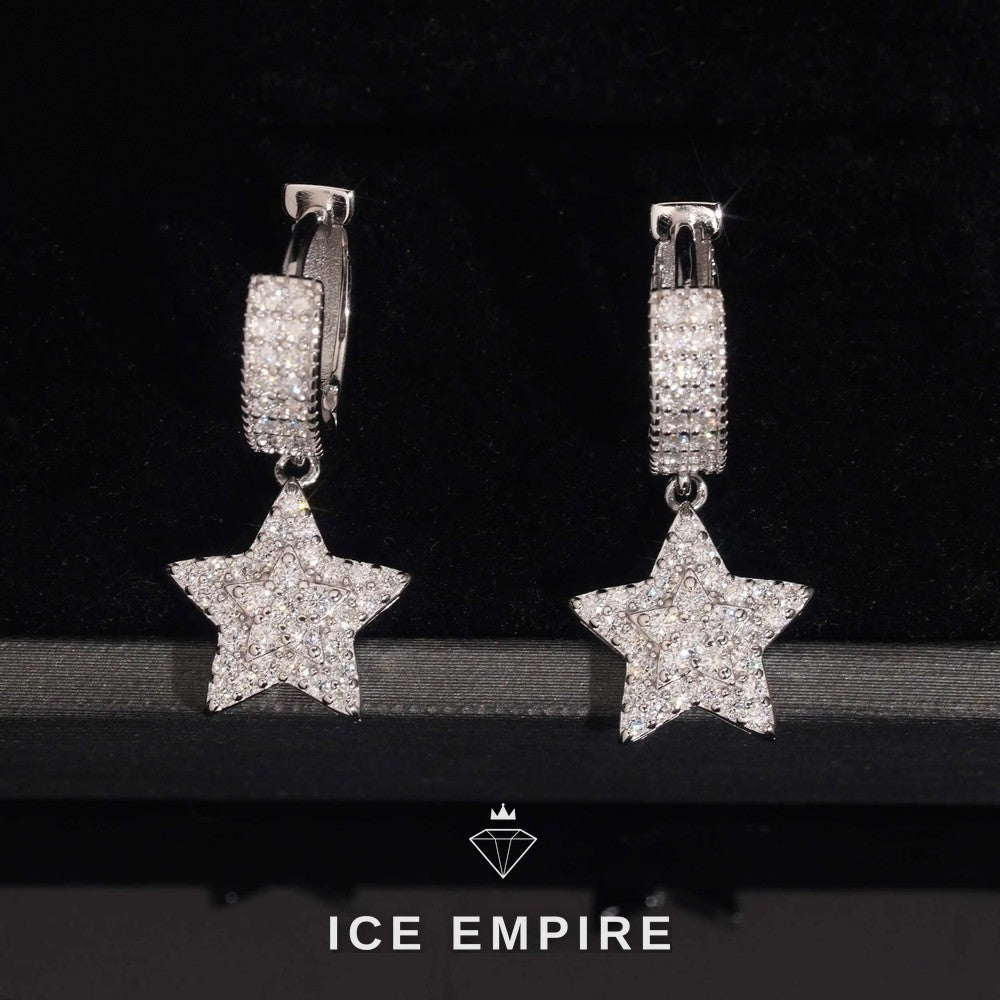 Iced Out Gold Plated Moissanite Hoop Earrings