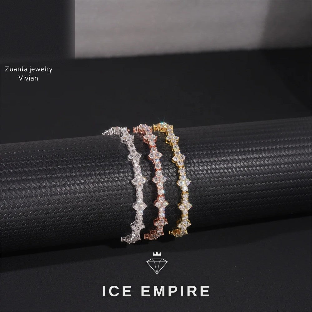 Iced Out 925 Silver Moissanite Tennis Chain