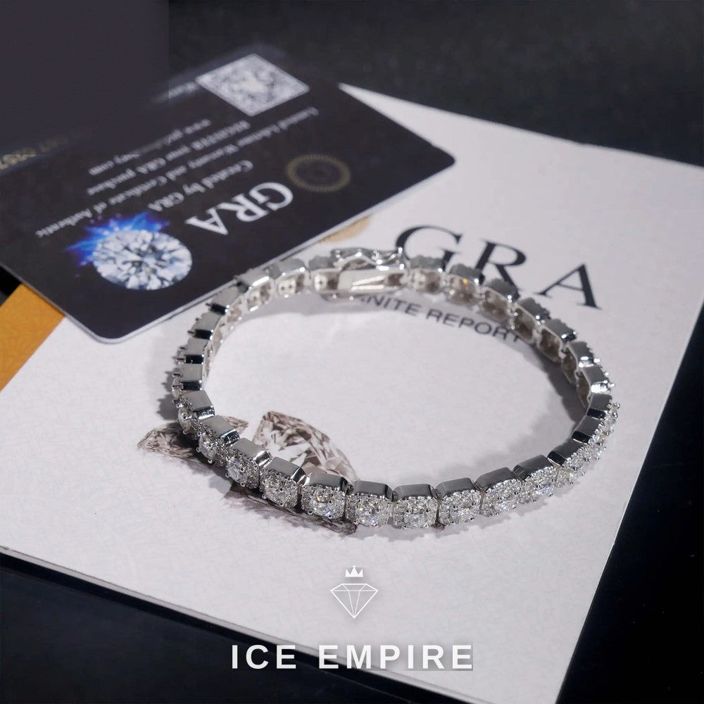 Iced Out Cluster 18K Gold Moissanite Tennis Bracelet