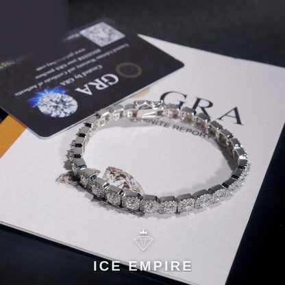 Iced Out Cluster 18K Gold Moissanite Tennis Bracelet