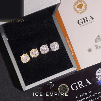 Iced Out 925 Silver Moissanite Stud Earrings