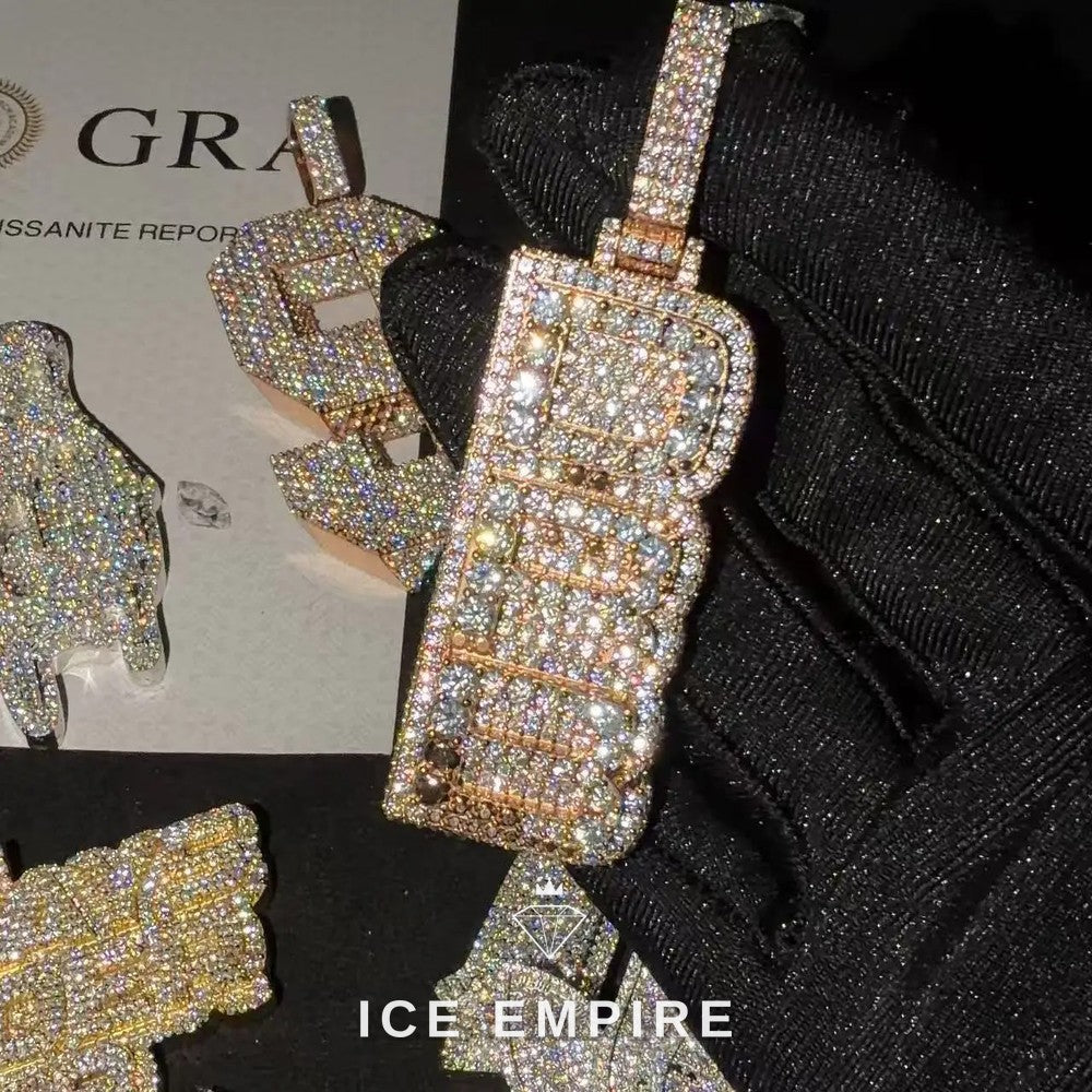 Iced Out Baguette Rose Gold Plated Moissanite Pendant