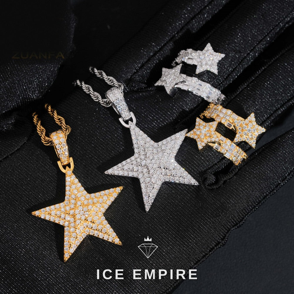 Iced Out Cross 925 Silver Pendant