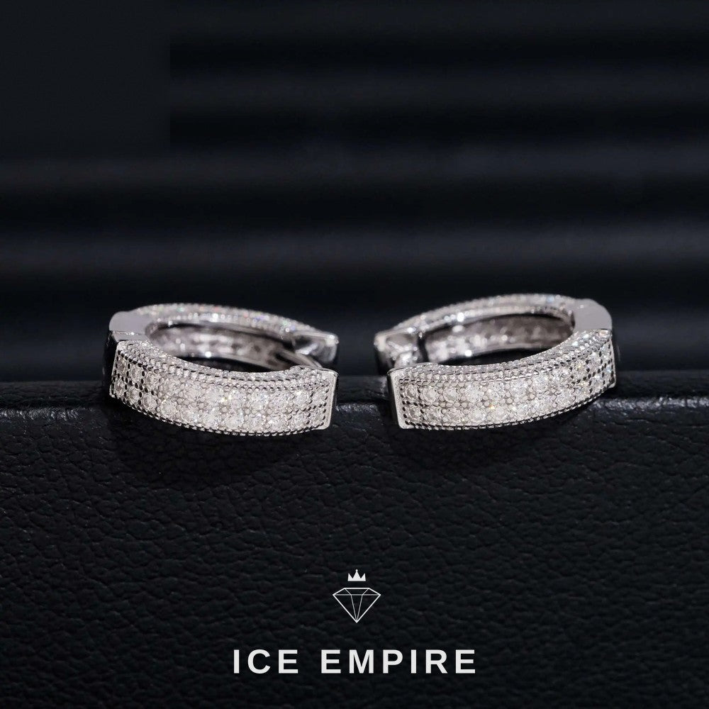 Iced Out 925 Silver Moissanite Hoop Earrings