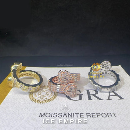 Iced Out Baguette Rose Gold Plated Moissanite Ring