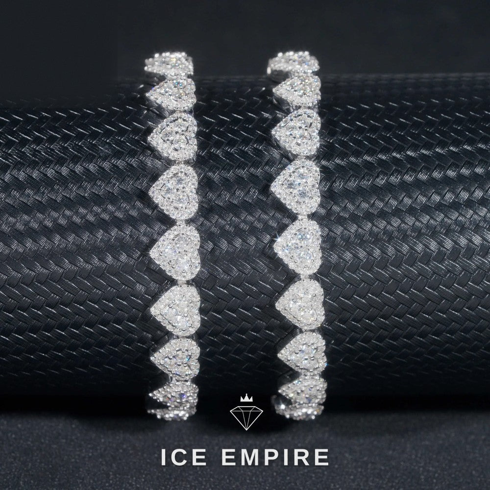 Iced Out Heart Rose Gold Plated Moissanite Cuban Chain