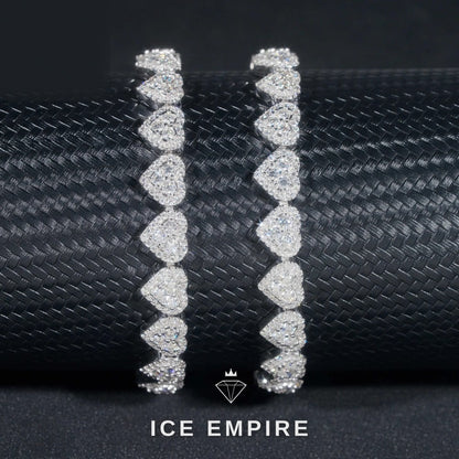 Iced Out Heart Rose Gold Plated Moissanite Cuban Chain