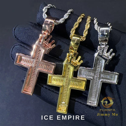 Iced Out Baguette Rose Gold Plated Moissanite Pendant