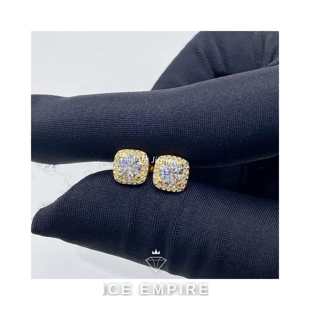 Iced Out 925 Silver Moissanite Stud Earrings