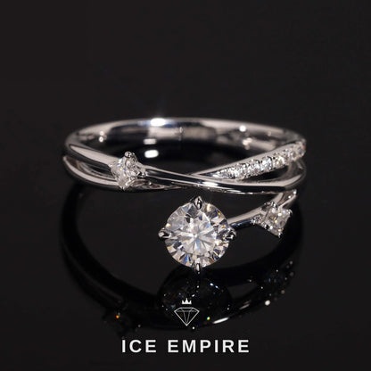 Iced Out Cluster 14K Gold Moissanite Engagement Ring