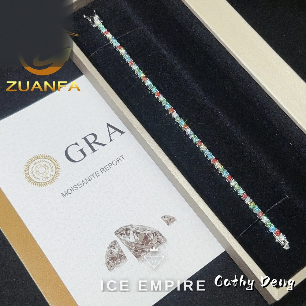 Iced Out 925 Silver Moissanite Tennis Chain