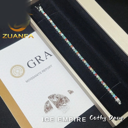 Iced Out 925 Silver Moissanite Tennis Chain