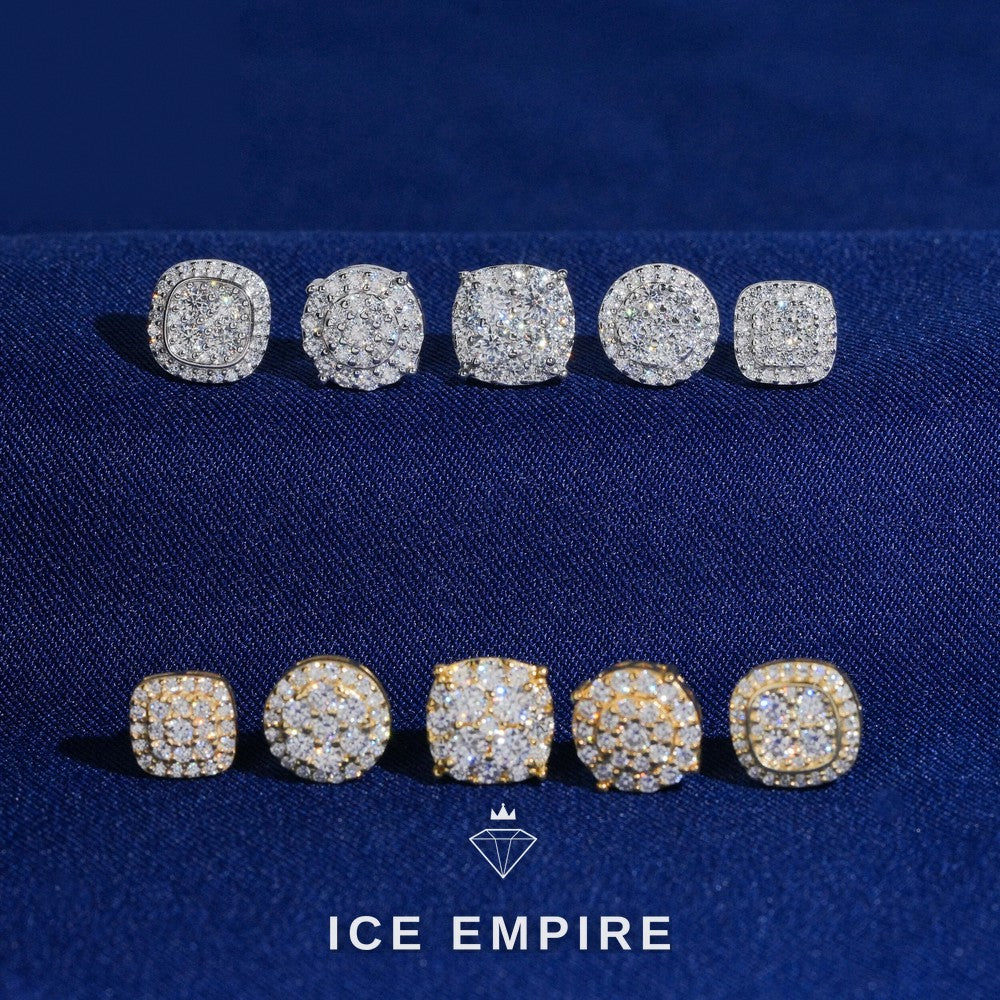 Iced Out Rose Gold Plated Moissanite Stud Earrings