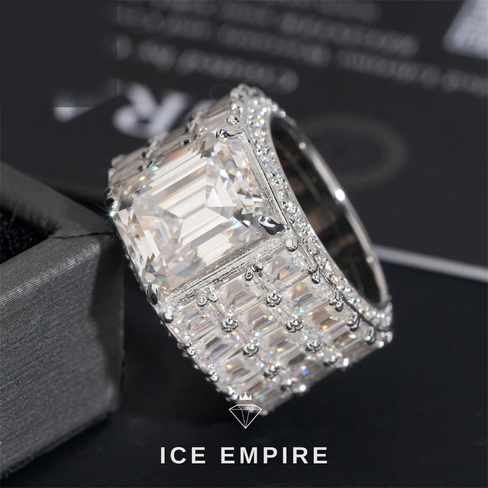 Iced Out 925 Silver Moissanite Engagement Ring