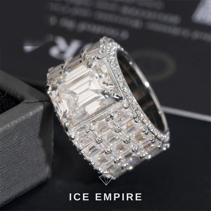 Iced Out 925 Silver Moissanite Engagement Ring