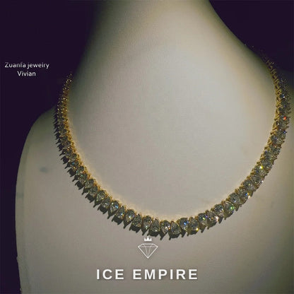 Iced Out Cross Rose Gold Plated Moissanite Cuban Chain