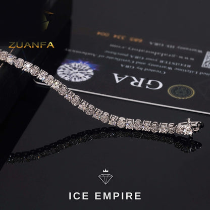Iced Out 925 Silver Moissanite Tennis Bracelet