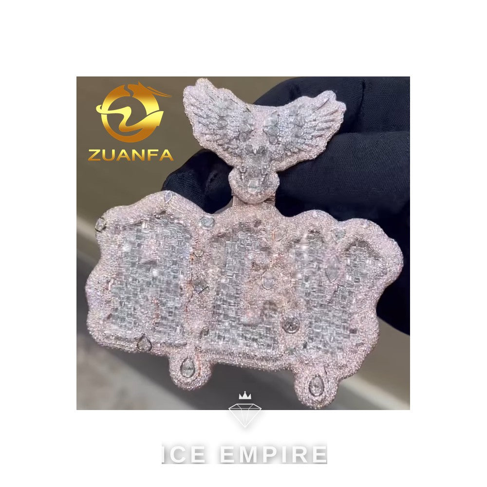 Iced Out Baguette Rose Gold Plated Moissanite Pendant
