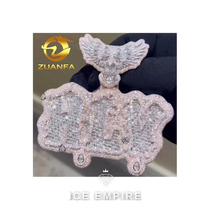 Iced Out Baguette Rose Gold Plated Moissanite Pendant