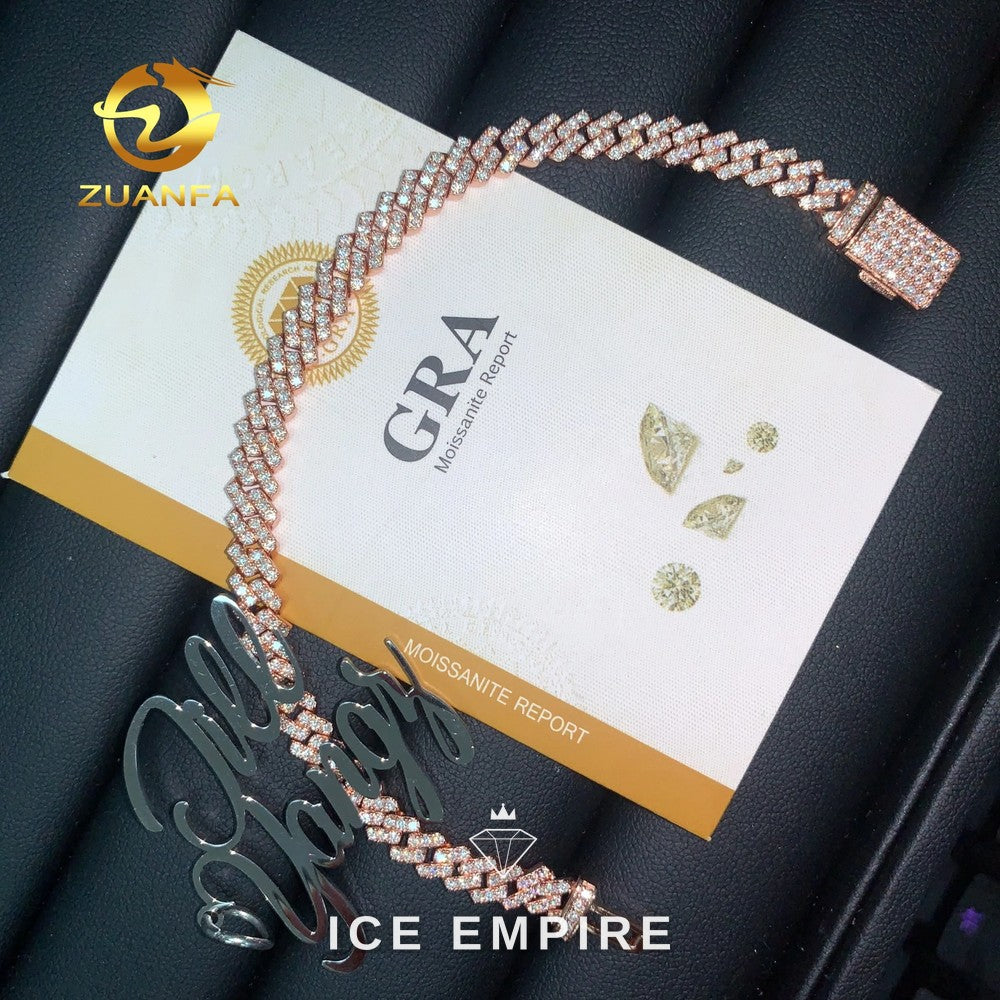 Iced Out Rose Gold Plated Moissanite Cuban Chain