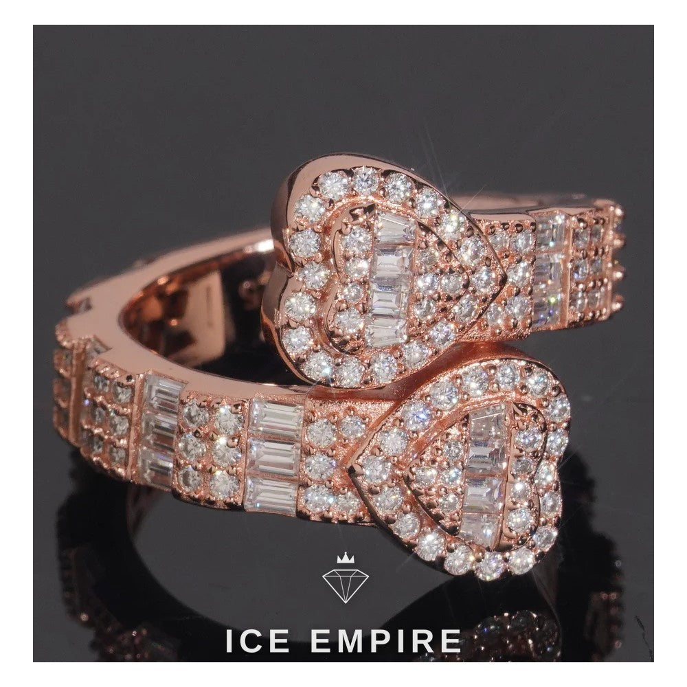 Iced Out Heart 925 Silver Moissanite Ring
