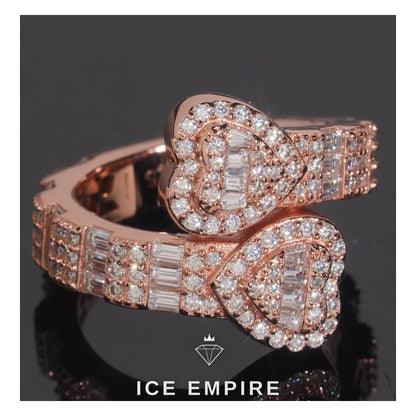 Iced Out Heart 925 Silver Moissanite Ring